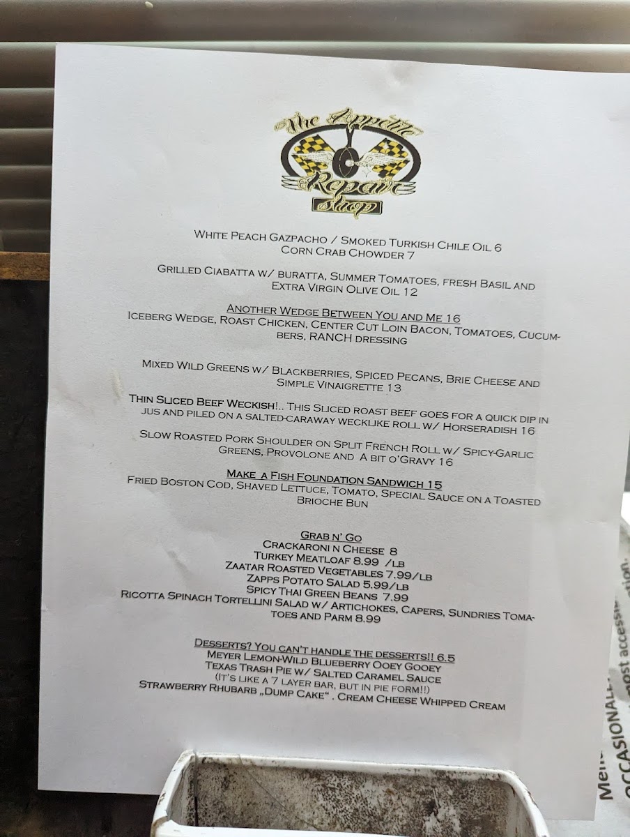 Appetite Repair Shop Menu Photo 3