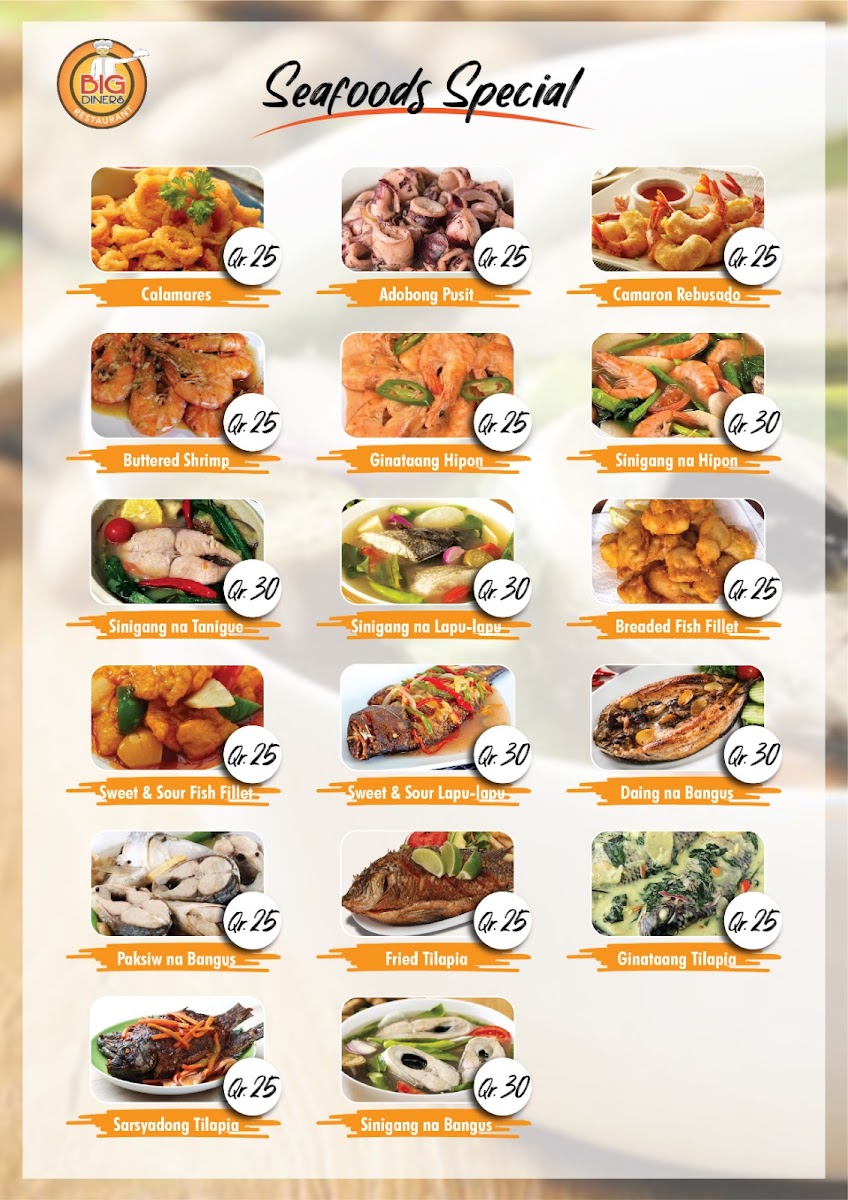 Big Diners Restaurant Menu Photo 2