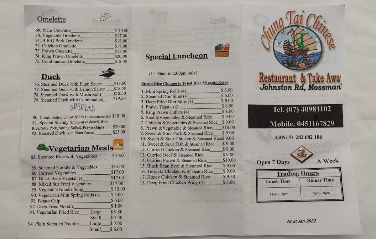 Chung Tai Chinese Restaurant & Takeaway Menu Photo 4