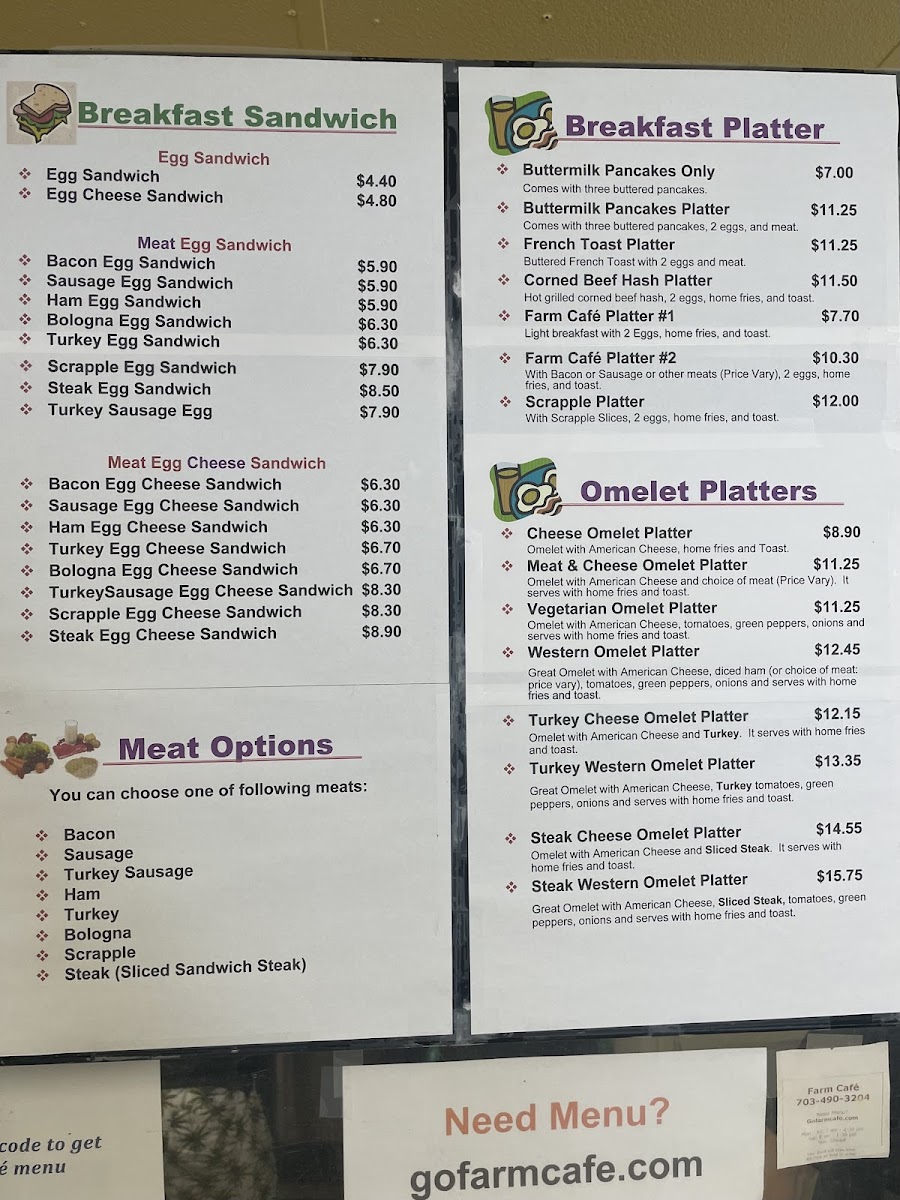 Farm Cafe Menu Photo 2