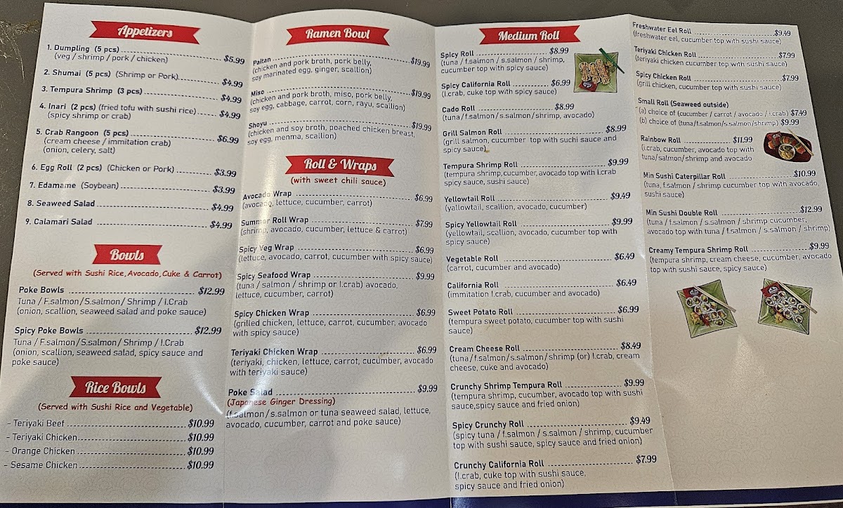 Min Sushi & Ramen Bowl Menu Photo 1