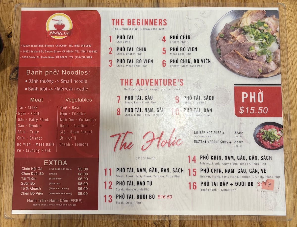 Phởholic Menu Photo 1
