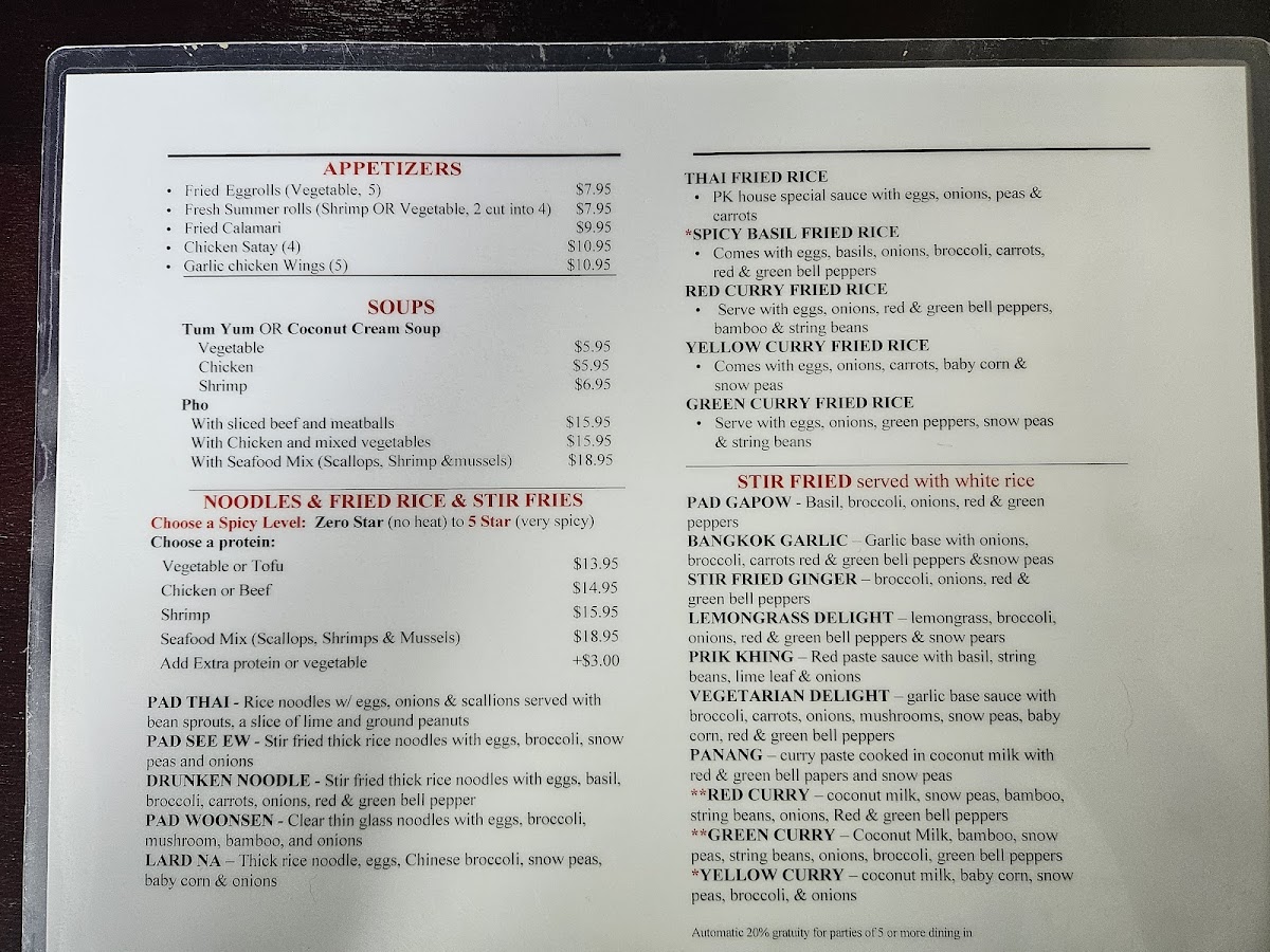 Pk Thai Food Menu Photo 1