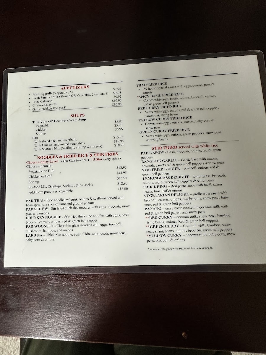 Pk Thai Food Menu Photo 2