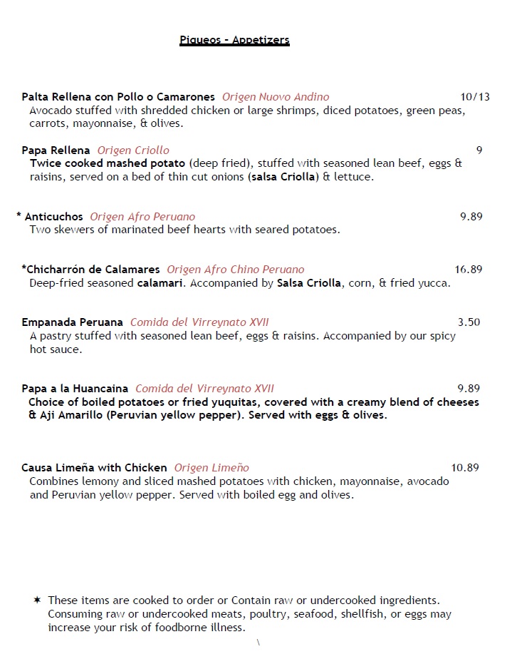 Rocoto Peruvian Bites Menu Photo 3