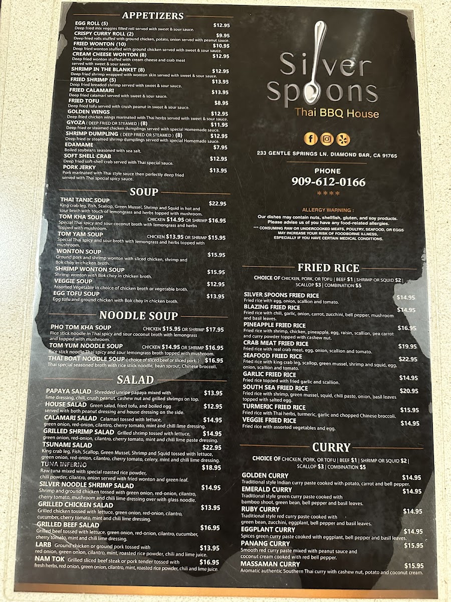 Silver Spoons Thai Bbq House Menu Photo 7