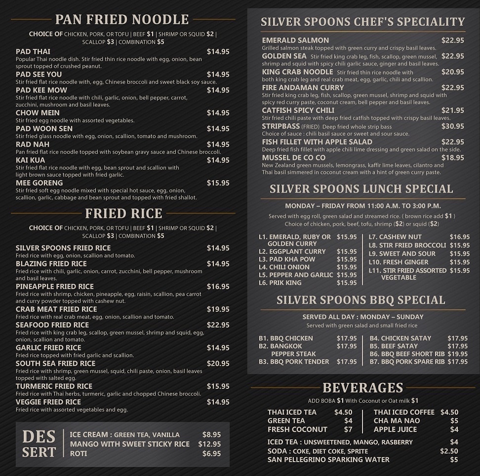 Silver Spoons Thai Bbq House Menu Photo 8