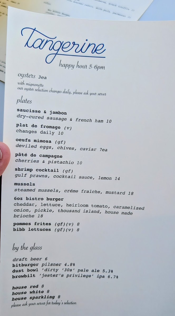 Tangerine French Bistro Menu Photo 4