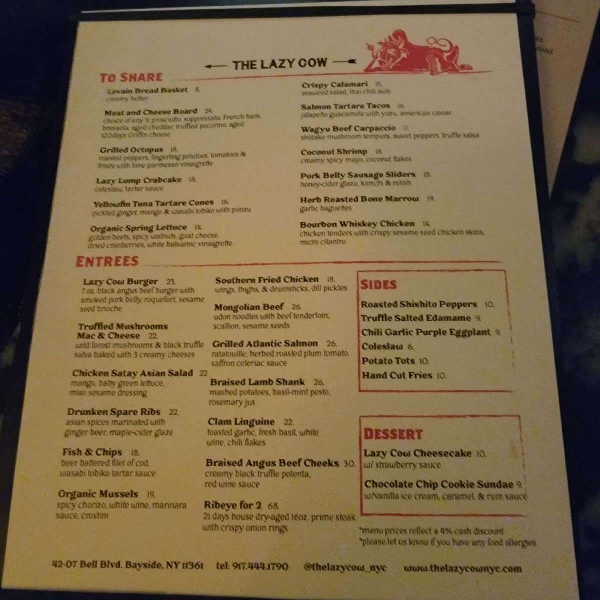 The Lazy Cow Menu Photo 5